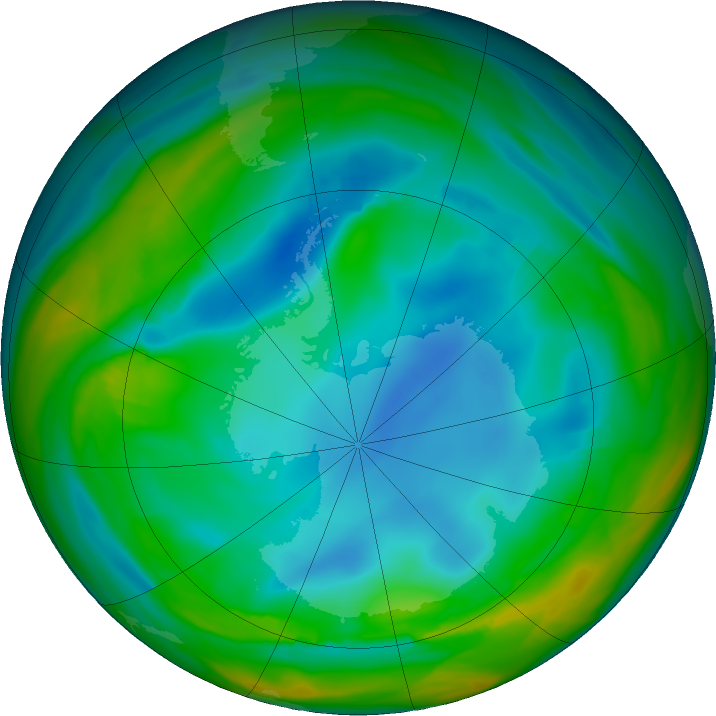 Antarctic ozone map for 19 July 2017